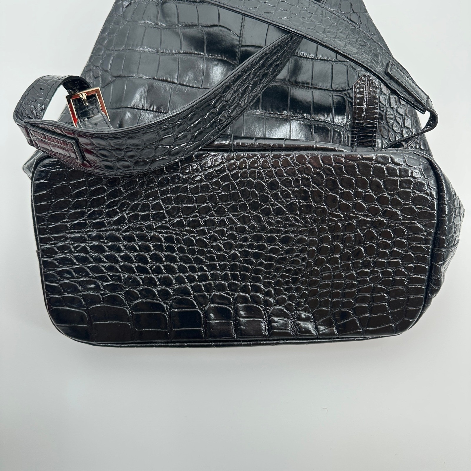 Chylak Big Backpack Glossy Black Crocodile Embossed Leather Poland No 61/06/19 — image 6 of 8
